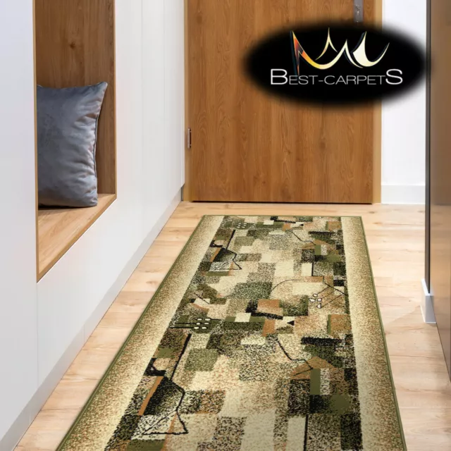 Modern Hall Carpet Runner BCF IMPRESSION green Stairs Width 60cm-120cm long RUGS