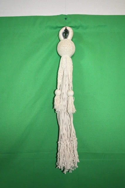 Curtain Tie Back Pair Large Long Heavy Metal Eye Natural Cotton Seine Twine