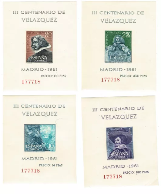 LEER DESCRIPCION Hojitas  Velazquez 1961 Edifil 1344/47 ** Misma numeración MNH