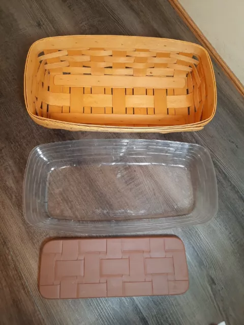 Vintage Longaberger Rectangle Cracker & Bread Basket  w/ Protector and warmer