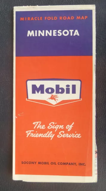 1958 Minnesota road map Socony Mobil  oil  gas Mobil