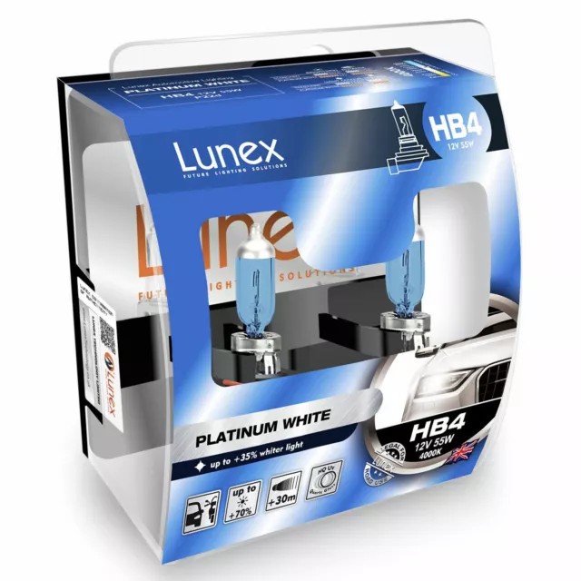 Lunex Platinum White HB4 9006 Car Headlight Bulb 4000k (Twin)