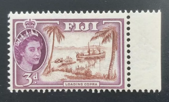 Fiji 1954 QEII Loading Copra 3d Brown and Reddish Violet - UHM