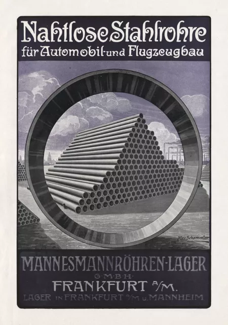 Mannesmann GmbH Frankfurt Stahlrohre Flugzeugbau Plakat Braunbeck Motor A3 378