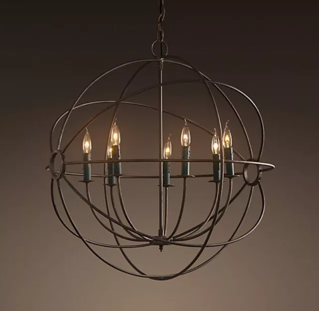 Loft Rtro Focaults ORB Chandelier Metal Industial Pendant Lamp Rustic Light