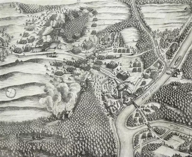 DESSAU - Schlacht bei Dessau - M. Merian - Kupferstich 1626