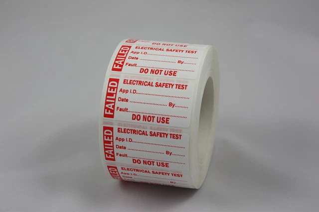 100 STANDARD FAILED Electrical Safety Test Labels for Pat Testing 51mm ...