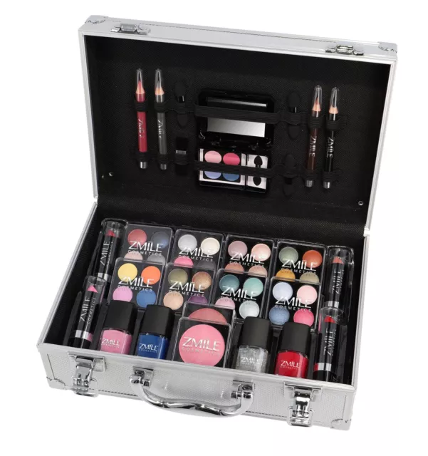 Vegan Vanity Case Makeup Cosmetic Storage Carry Travel Gift Box Zmile 51pc Set