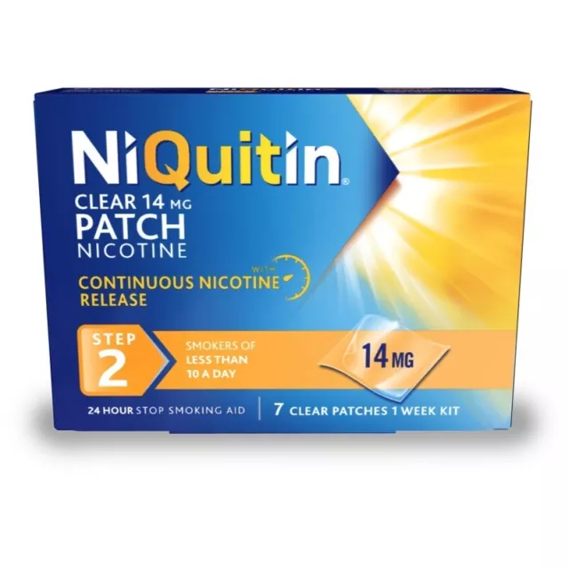 Niquitin Clear Patch Step 2 14mg 7 Patches Stop Smoking Aid 3 PACKS FREE P&P