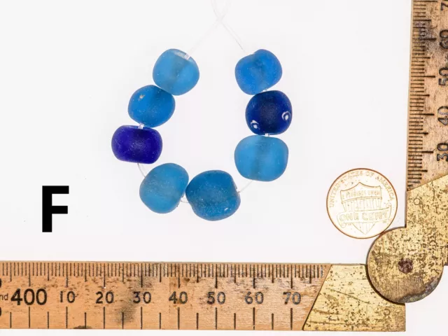 A Short Strand of Ancient Excavated Islamic Period Translucent Blue Glass Beads 6