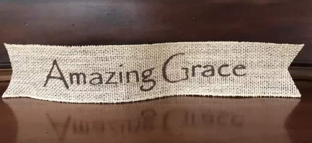 Primitive Christmas Amazing Grace Wired Burlap Ribbon Banner Ornament Garland BU