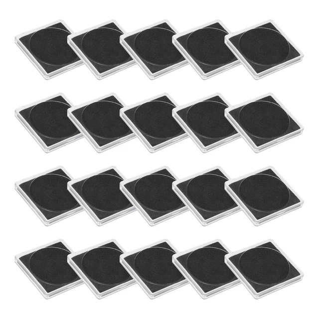 20 uds soporte para monedas maletín de colección de monedas, caja de visualización de monedas, para monedas de 17-37 mm, negro
