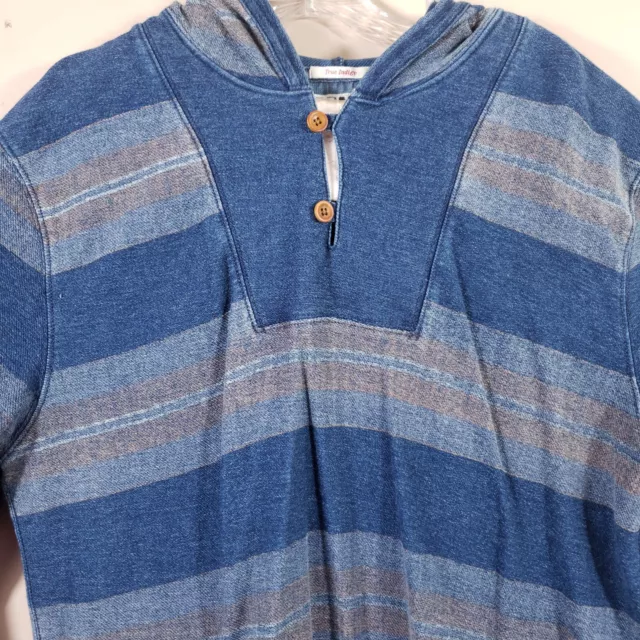 Lucky Brand Hoodie Mens Large Baja Indigo Blue Striped Knit Long Sleeve  Cotton 3