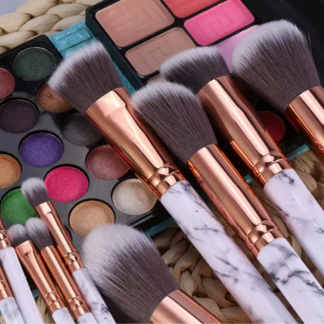 Marble Makeup Brushes Set For Cosmetics Foundation Powder Eyeshadow 10Pcs