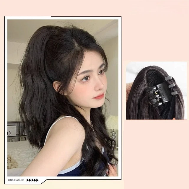 High Horsetail Horsetail Wig Grasping Natural Fluffy Long wig Grasping  Girl