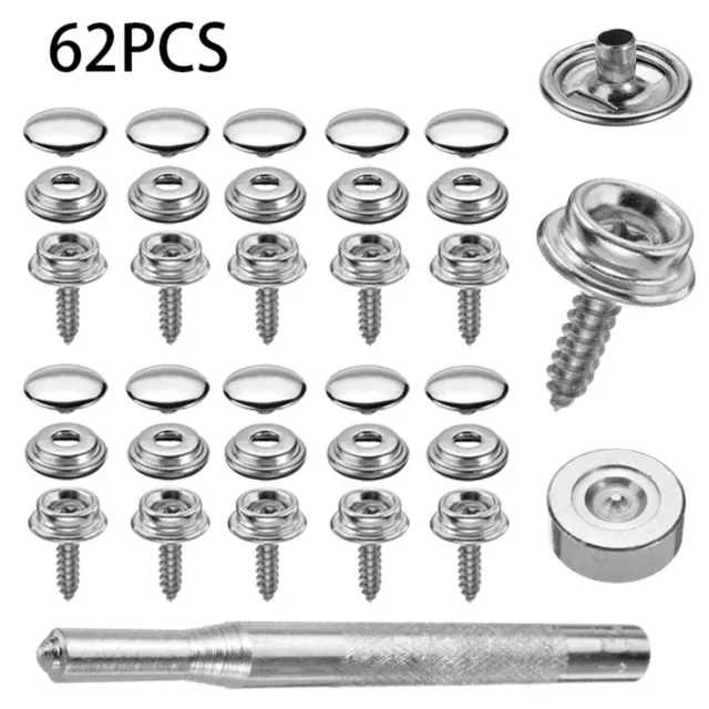 62X15MM Boat Cover Press Stud Snap Fasteners Screw Kit Canvas Stainless Steel