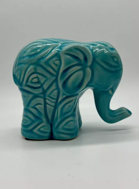 Elephant Figurine Statue Spring Aqua Teal