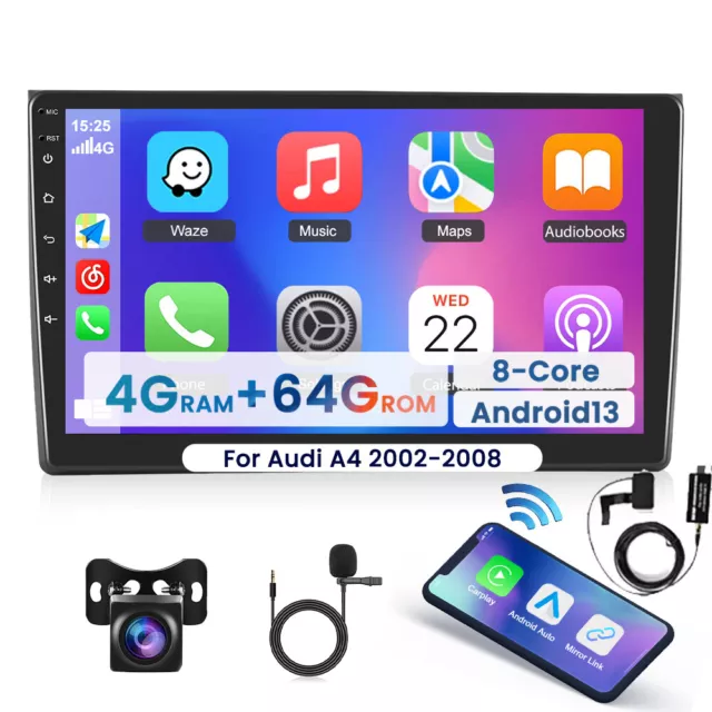 DAB+ 4+64G Für Audi A4 S4 RS4 B6 B7 Autoradio Carplay Android 13 Navi RDS Kamera