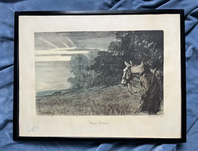 SNAFFLES  “PASS FRIEND” Original Signed Military Print fox hunting World War II