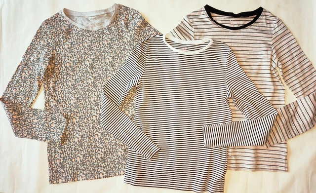 3 X Top Girocollo A Maniche Lunghe Ragazze Età 10 Anni Stampe Animali Next H&M