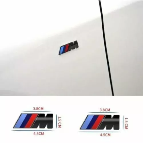 2x BMW M Seitenflügel Heckabzeichen mattschwarz Sport Emblem Aufkleber 45x15mm