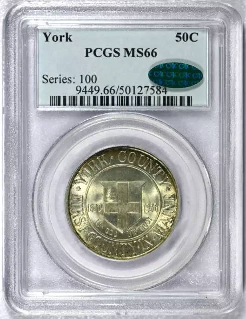 1936 PCGS MS 66 York Classic Silver Commemorative Half Dollar-Green CAC Label