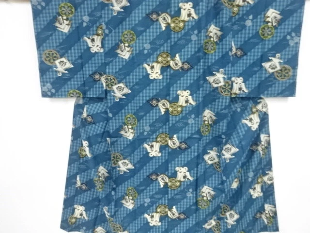 40729# Japanese Kimono / Antique Hitoe Mens Juban / Matoi Pattern