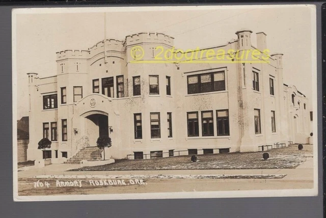 Rppc Armory Roseburg Or Oregon Old Douglas County Real Photo
