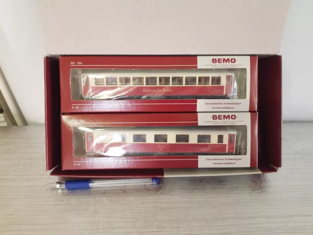 BEMO 7255 125 SCALA H0m 1/87 CONFEZIONE DUE CARROZZE SALONE RhB As 1154-1161