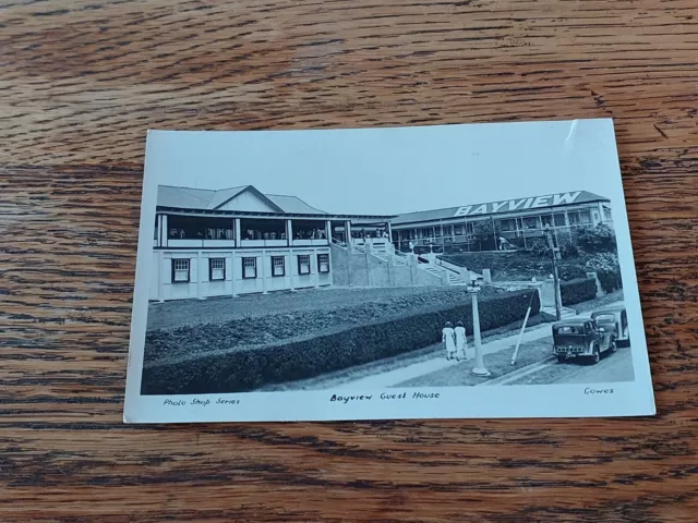 Bayview Guest House Cowes VIC Old Cars Streetscape Kodak Real Photo Aus Postcard