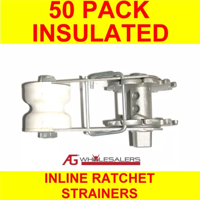 50 X Insulated Inline Wire Ratchet Strainer Electric Fence Tensioner Plain