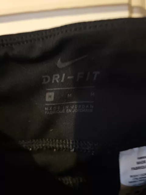 Womens Nike Dri Fit Med Black Athletic Work Out Running Leggings With Calf Mesh. 2