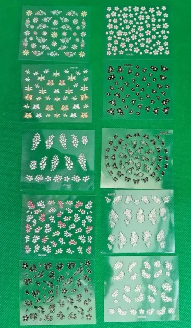 Nail Art Transfer Stickers 3D Design 10 Sheets  Manicure Tips Decal Decorations