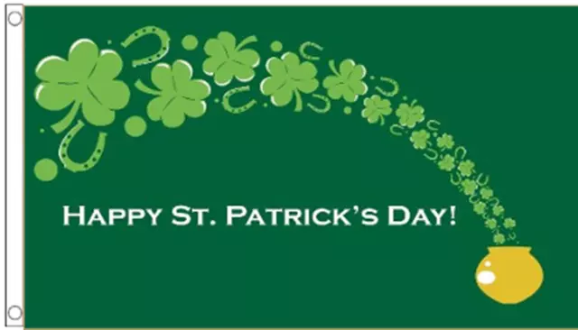St Patricks Day Flag 5 x 3 FT  Pot Of Gold Paddys Irish Ireland Party Banner