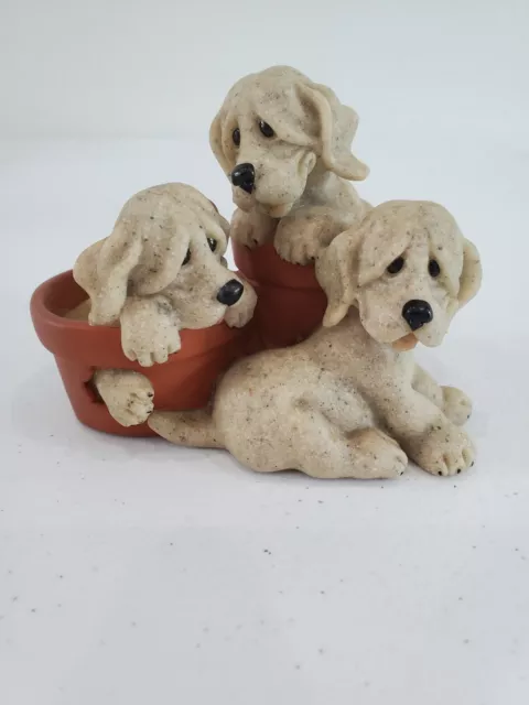 Quarry Critters PEACHES PUPPIES Second Nature Designs Dog Figurine