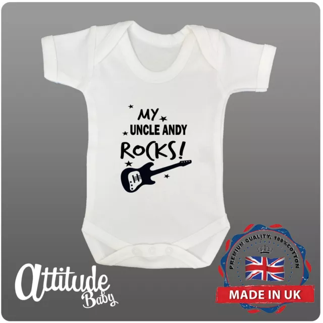 Funny Baby Grows-Printed-Personalised-My Uncle ANY NAME Rocks-Uncle Baby Gifts
