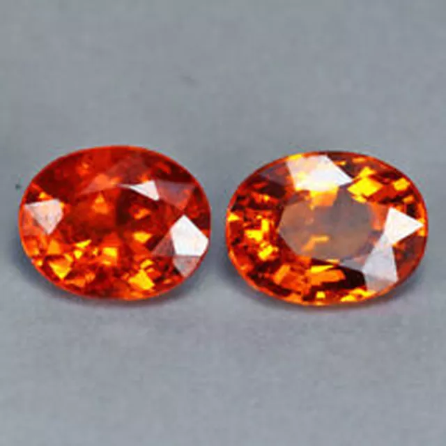 .Best Color Natural Fire Mandarin Orange Spessartite Garnet Oval  6x4mm pair