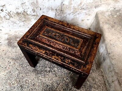 Antique Wooden Carved Foot Stool - Rustic Country Home 3