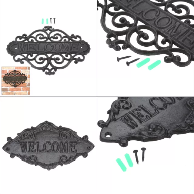 Cast Iron Welcome Plaque Sign Wall Garden Cafe Gift Vintage Attractive Decor