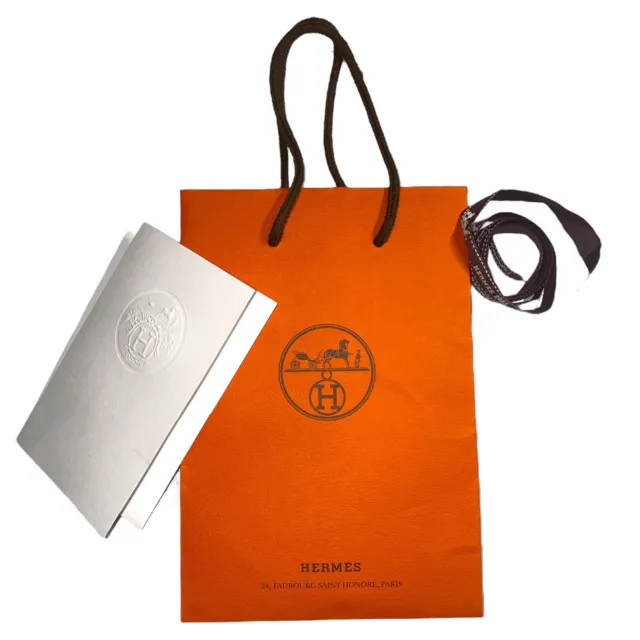 hermes sacchetto regalo originale shopper arancione + nastro + porta ricevuta