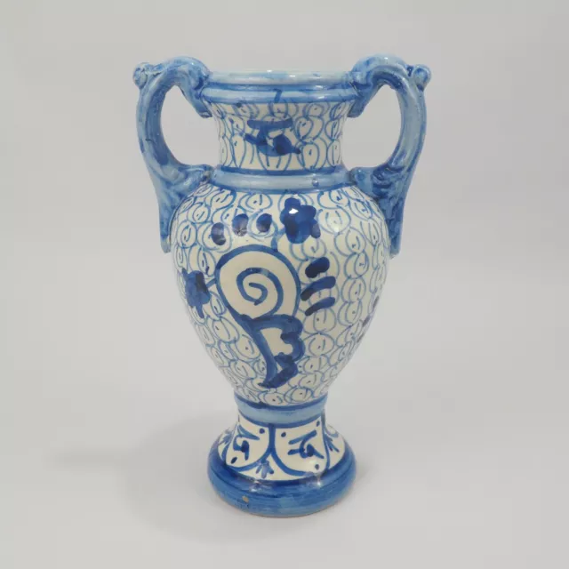 Blue & White Art Pottery Vase Stamped Made in Spain