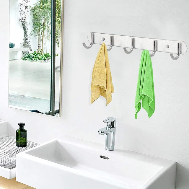 6 Hooks Wall Mount Key Hat Coat Robe Towel Rack Hanger Holder Clothes Organizer 3