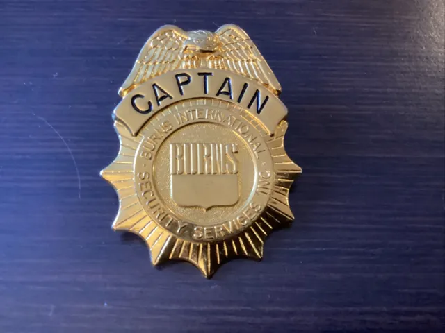 Vintage Hat Badge - CAPTAIN - BURNS INTERNATIONAL SECURITY SERVICES