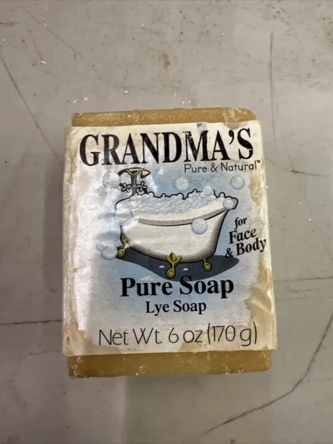 6oz GRANDMA'S LYE Soap Bar Clothing Skin Relieves Pain Itchiness NATURAL Remwood