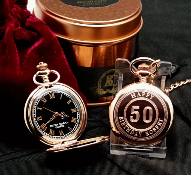 Happy Birthday Pocket Watch Engraved Personalised 18TH 21ST 30TH 40TH 50th 60th