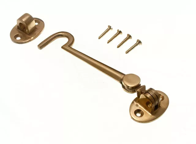 8 X Kabine Haken und Ösen Tür Bleiben Leise Typ Poliert Brass 12.7cm - Neu Töne