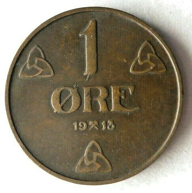 1913 NORWAY ORE - High Quality Coin - FREE SHIP - Bin #154