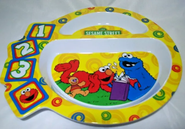 SESAME STREET: The First Years 123 Plastic Divided Plate Cookie Monster GUC