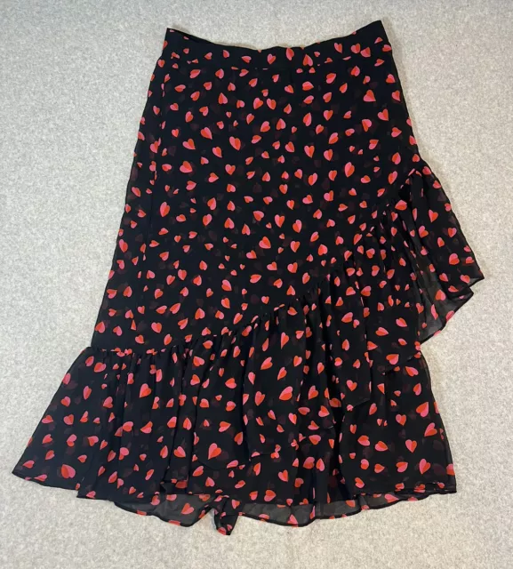 Ann Taylor Heart Skirt Womens 12 MIDI Tiered Ruffle