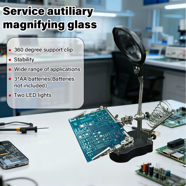 Sonew Metal Soldering Stand With 5X Magnifying Glass – Third Hand Tool For Jewelry, Electronics Repair & DIY Projects